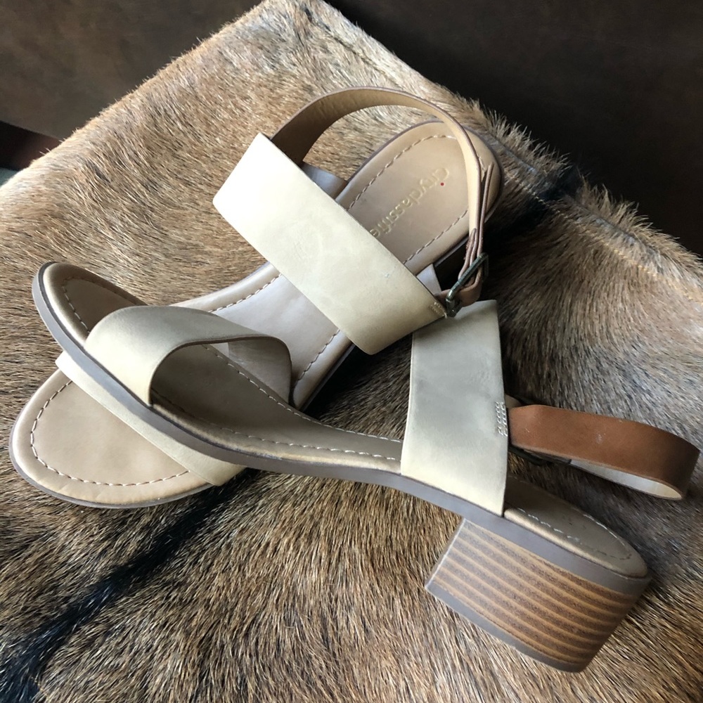 Neutral and Carmel sandals